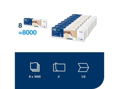 Servett TORK Pre N4 2-lag vit 500/FP