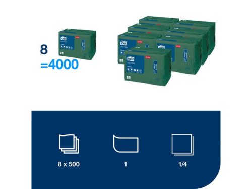 Servett TORK Lunch 1-lags m.grn 500/fp