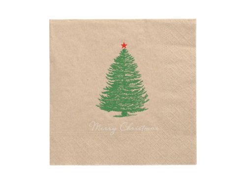 Servett, 3-lags 33x33cm natur Christmas
