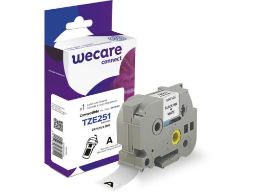 Tape WECARE 24mm TZe-251 Svart p� Vit