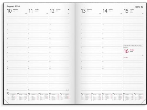 Kalender Weekly A5 2026 konstl inb svart