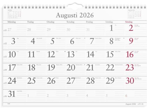 Vggkalender Mnadskalendern 2026