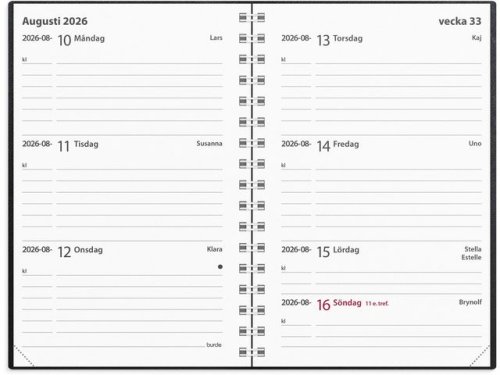 Kalender Leader 2026 konstl spiral svart