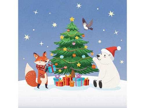 Servetter 3-lags 1/4 33x33 Christmas