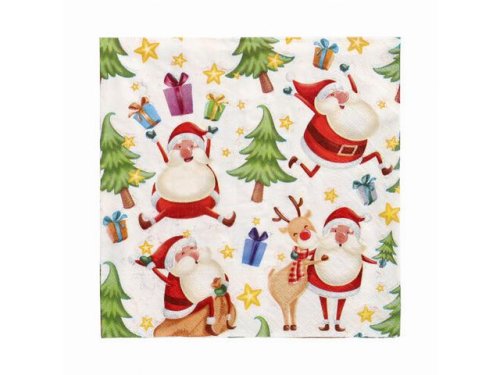 Servetter 3-lags 1/4 33x33 Happy Santa
