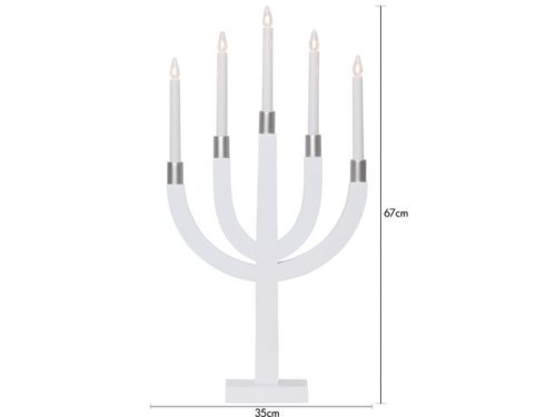 Elljusstake 5 ljus 35x67cm tr vit