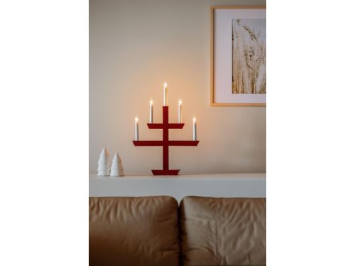 Elljusstake 5 ljus 35x48cm tr rd