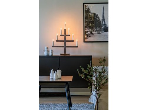 Elljusstake 7 ljus 48x61cm tr brun