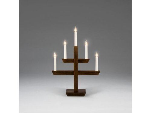 Elljusstake 5 ljus 35x48cm tr brun