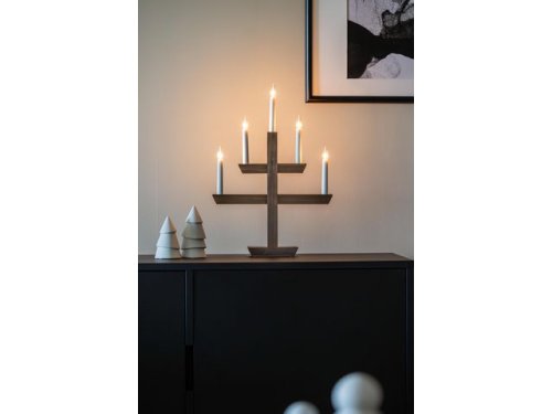 Elljusstake 5 ljus 35x48cm tr brun