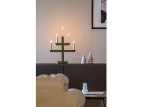 Elljusstake 5 ljus 35x48cm tr grn