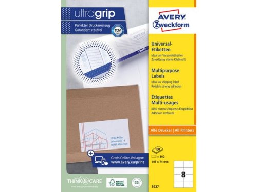 Etikett AVERY 105x74mm 800st/fp