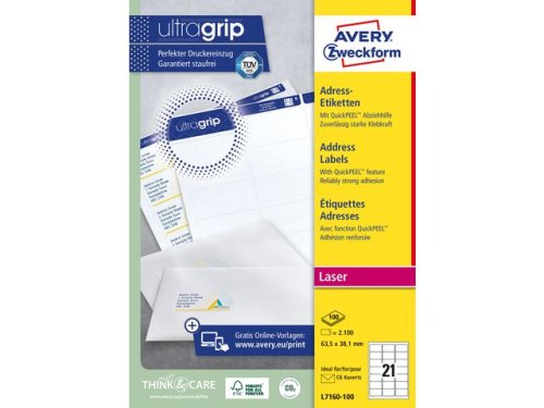 Etikett AVERY 63,5x38,1 UG 2100st/fp