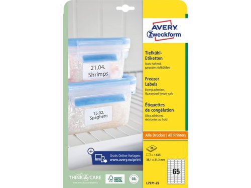 Etikett AVERY FREEZER 38,1x21,2 1625/FP