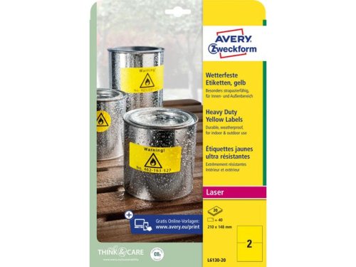 Etikett AVERY 210x148mm gul 40/fp