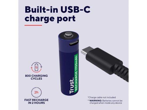 Batteri Laddbar TRUST AA USB-C 2/fp
