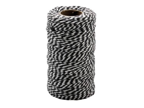 Bomullssnre 100m x 2mm Svart/vit