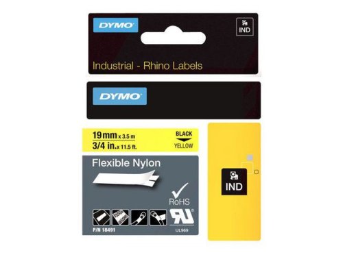 Tape Rhino flex nylon 19mm svart p gul