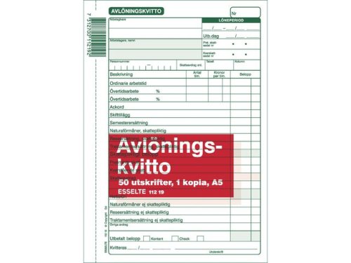 Blankett avlningskvitto A5 50 bl mkopi