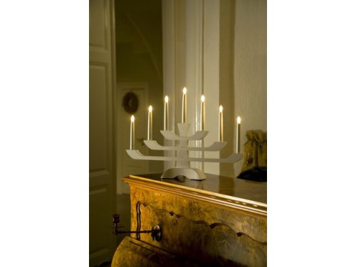 Elljusstake 7 ljus 53x39cm tr vit