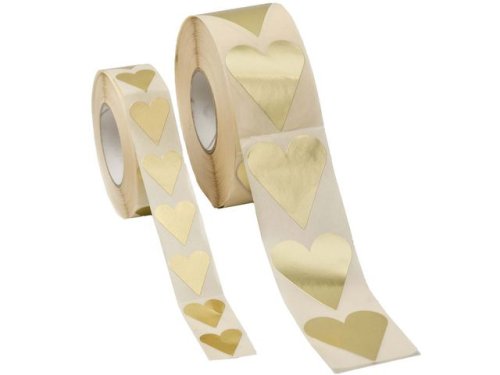 Etikett hjrta guld 22x25mm (rulle om 1000 st)