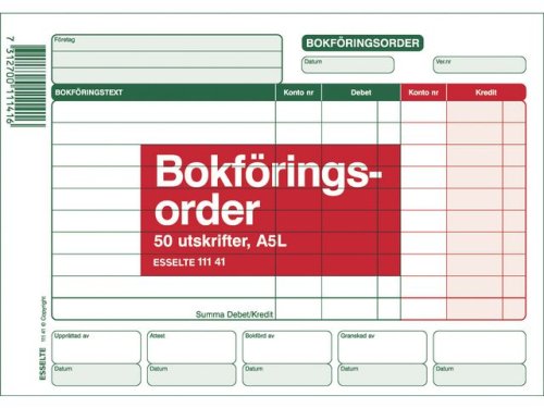 Blankett bokfringsorder A5L 50 blad