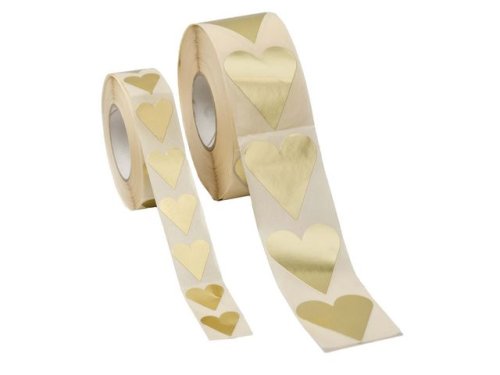 Etikett hjrta guld 22x25mm (rulle om 1000 st)