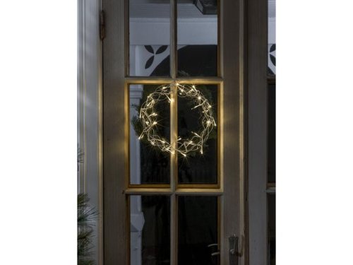 Krans metall 32 varmvit LED 30cm silver