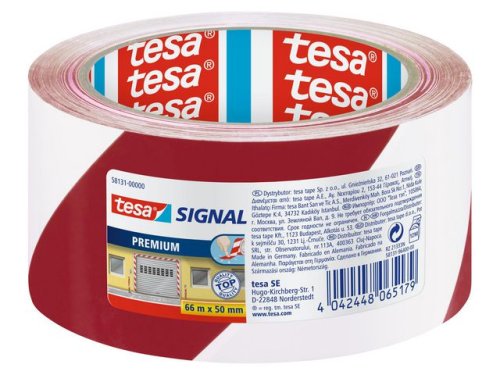 Golvmarkering TESA Prem.50mmx66m rd/vit
