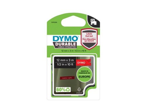 Tape DYMO Durable D1 12mm vit p rd