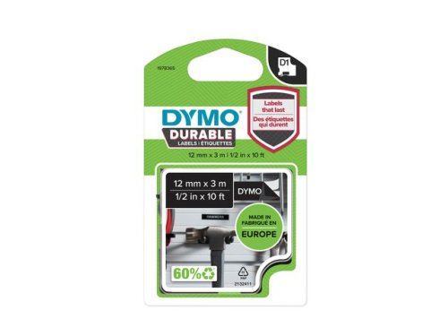 Tape DYMO Durable D1 12mm vit på svart