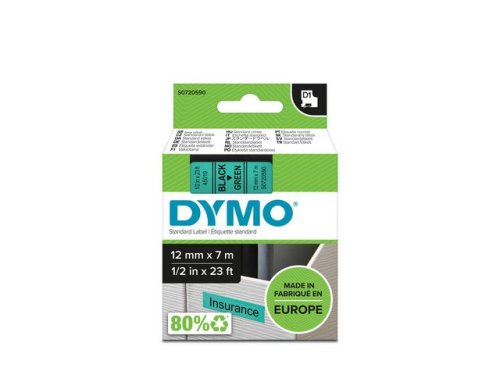 Tape DYMO D1 12mm svart p grn