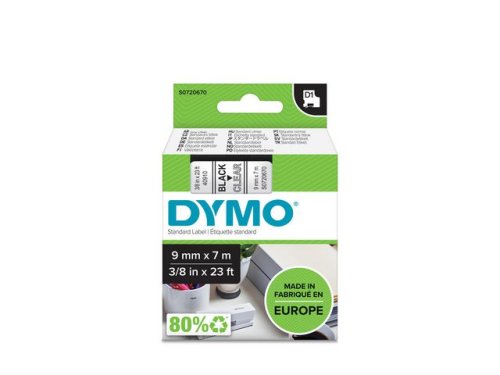Tape DYMO D1 9mm svart p klar
