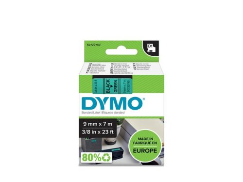 Tape DYMO D1 9mm svart p grn