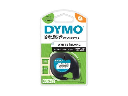 Tape LetraTAG plast 12mm svart p vit