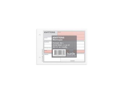 Blankett kvittens A6L m. 1 kopia 2x50 b