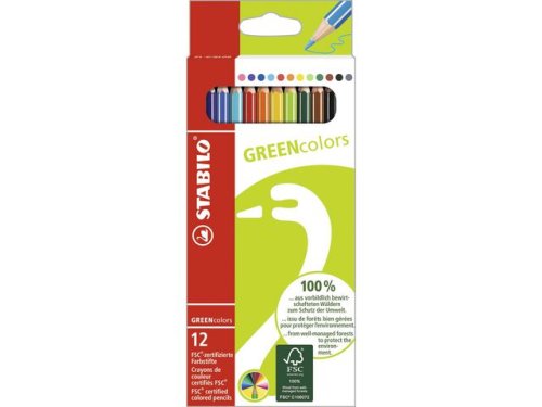 Frgpenna STABILO green colors 12/fp