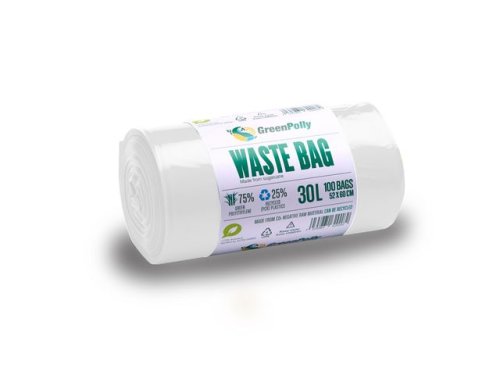 Papperskorgspse HDPE 30L11my vit 100/rl