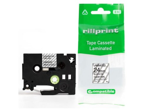 Tape 24mm TZe-151 svart p klar