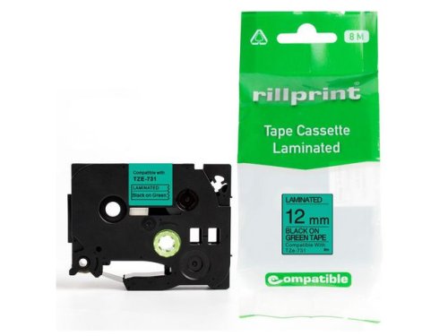 Tape 12mm TZe-731 svart p grn