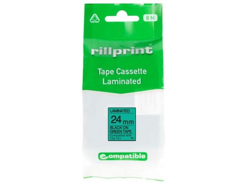 Tape 24mm TZe-751 svart p grn