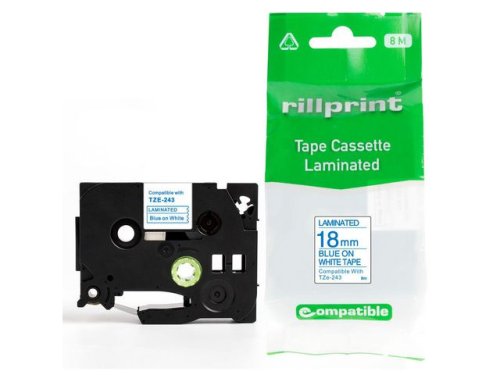 Tape 18mm TZe-243 bl� p� vit
