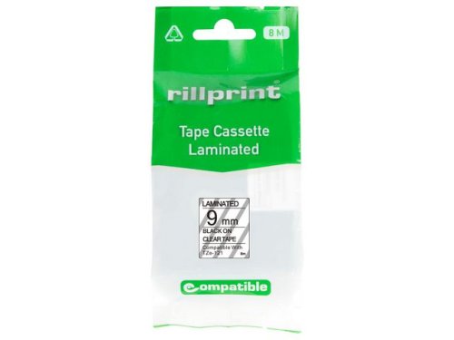 Tape 9mm TZe-121 svart p klar