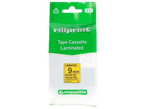 Tape 9mm TZe-621 svart p gul