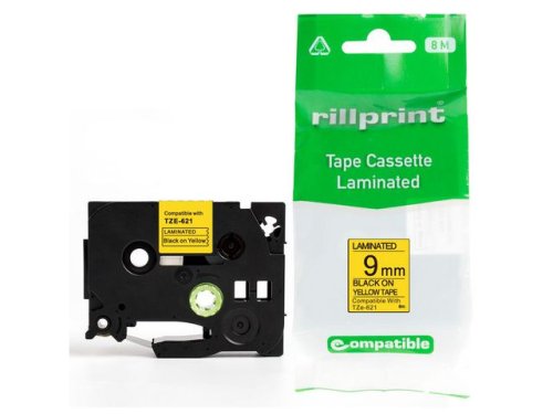 Tape 9mm TZe-621 svart p gul