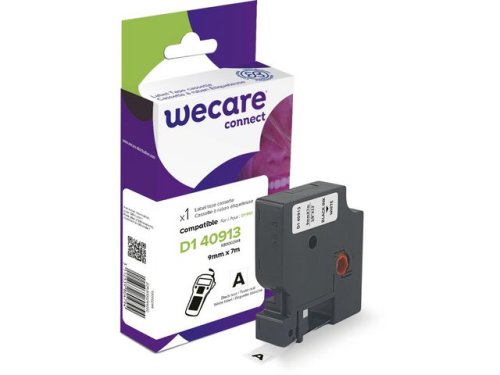 Tape WECARE 9mm Svart p Vit