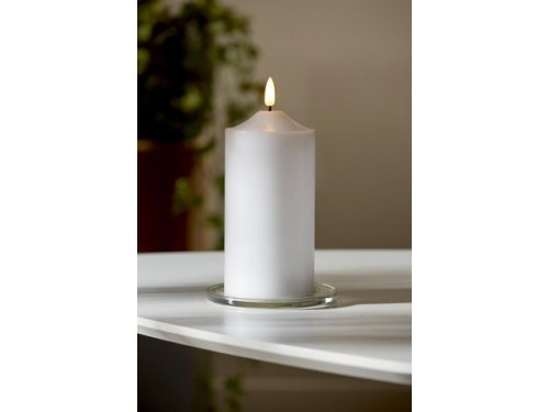 Blockljus STAR T LED Flamme 17cm vit