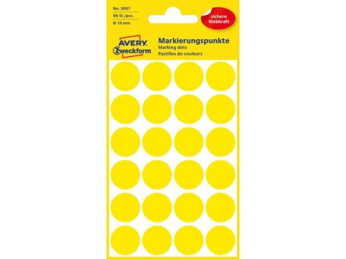 Frgkodningsprick AVERY 18mm gul 96/fp