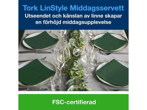 Servett TORK LinStyle grn 39x39 50/fp