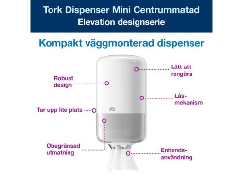 Dispenser TORK M1 Torkrulle mini vit